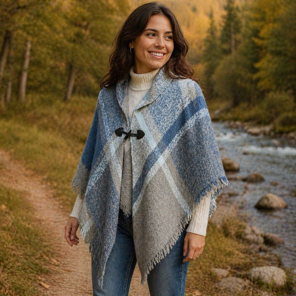 ALTARE MULTICOLOR PONCHO SHAWL FRINGE SWEATER WOMANS ONE SIZE- NEW W/TAGS